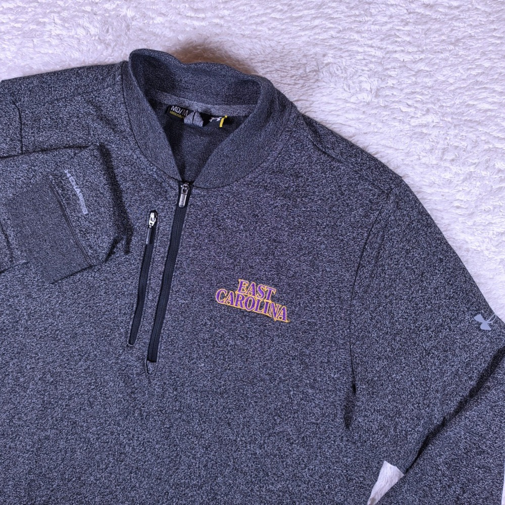 NEW Under Armour 1/4 Zip East Carolina Mens Medium Grey L/S Charged Pullover